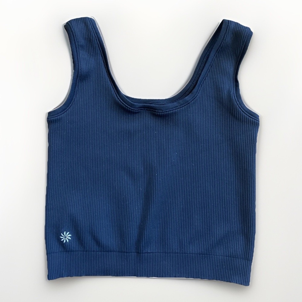 ATHLETA Cropped Tank Women's XSmall Black Ribbed Work Out Athleisure Basic